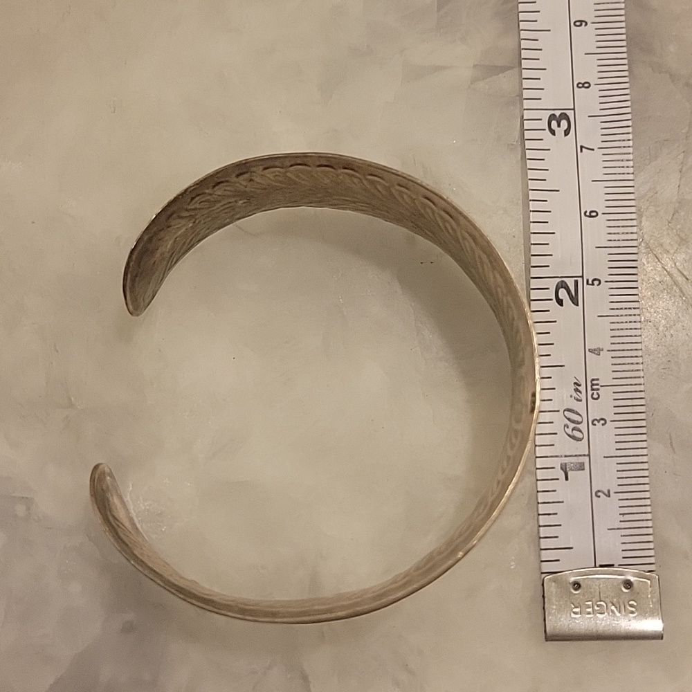 Vintage Native Sterling Silver Art Noveau Cuff SouthWestern Boho Bracelet Bangle - Picture 11 of 13